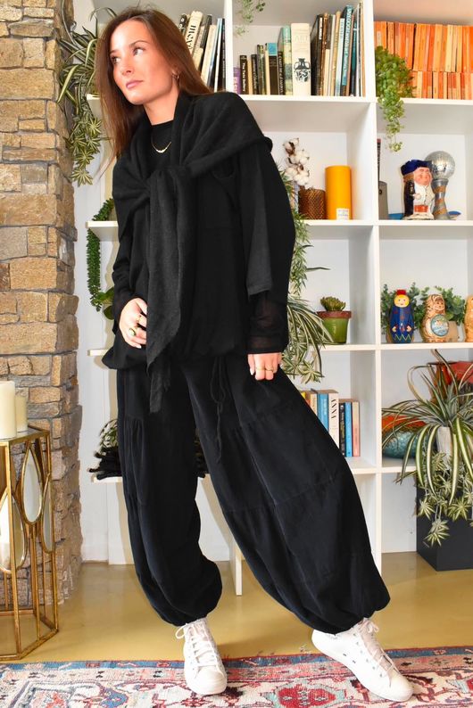 Sander Pull Tie Fine Knit Black